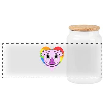 Schwein Lgbt Regenbogen Farben - Panorama Keksdose mit Holzdeckel - Weiß - Vorne