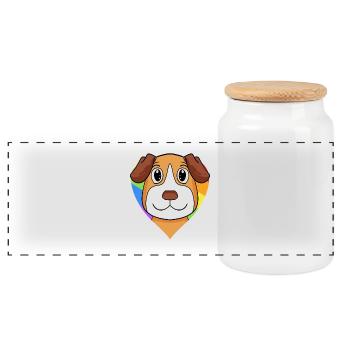Jack Russell Terrier Chien - Boîte à biscuits avec couvercle en bois - blanc - Devant