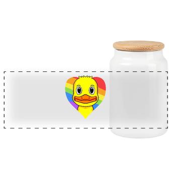 Ente Lgbt Regenbogen Farben - Panorama Keksdose mit Holzdeckel - Weiß - Vorne