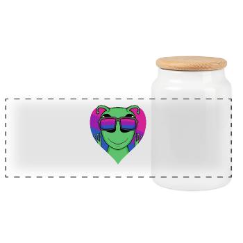 Bisexual Extraterrestrial Life Gift - Panoramic Cookie Jar with Wooden Lid - white - Front