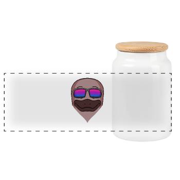 Bisexual Platypus Gift - Panoramic Cookie Jar with Wooden Lid - white - Front