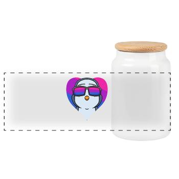 Bisexuell Pinguin Geschenk - Panorama Keksdose mit Holzdeckel - Weiß - Vorne