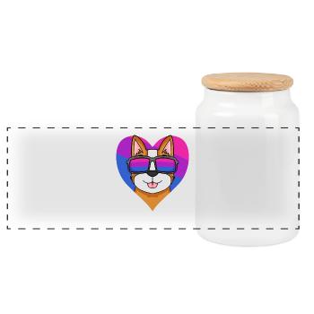 Bisexuell Welsh Corgi Pembroke Hund Geschenk - Panorama Keksdose mit Holzdeckel - Weiß - Vorne