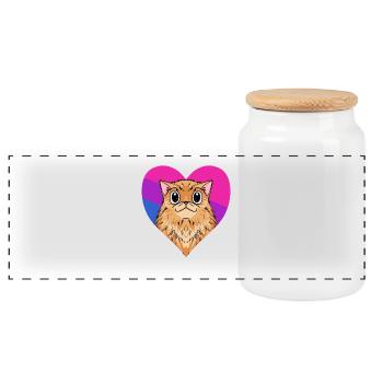 Bisexual Persian Cat Cat Gift - Panoramic Cookie Jar with Wooden Lid - white - Front