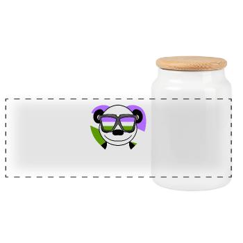 Genderqueer Panda - Panoramic Cookie Jar with Wooden Lid - white - Front