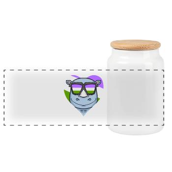 Genderqueer Rhino - Panoramic Cookie Jar with Wooden Lid - white - Front