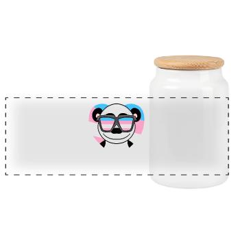 Transgender Transsexual Panda Gift - Panoramic Cookie Jar with Wooden Lid - white - Front