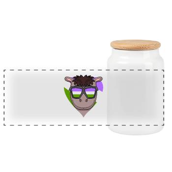 Genderqueer Horse Heart - Panoramic Cookie Jar with Wooden Lid - white - Front