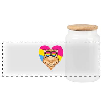 Cadeau chat persan pansexuel - Boîte à biscuits avec couvercle en bois - blanc - Devant