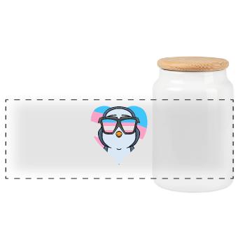 Transgender Transsexual Penguin Gift - Panoramic Cookie Jar with Wooden Lid - white - Front