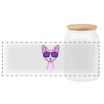 Bisexuell Sphynx Katze Geschenk - Panorama Keksdose mit Holzdeckel - Weiß - Vorne