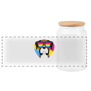 Pansexuell Deutscher Boxer Hund Geschenk - Panorama Keksdose mit Holzdeckel - Weiß - Vorne