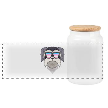 Transgender Transsexual Schnauzer Dog Gift - Panoramic Cookie Jar with Wooden Lid - white - Front