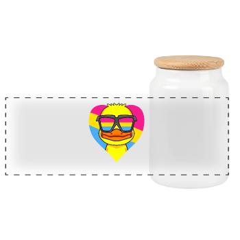 Cadeau de canard pansexuel - Boîte à biscuits avec couvercle en bois - blanc - Devant