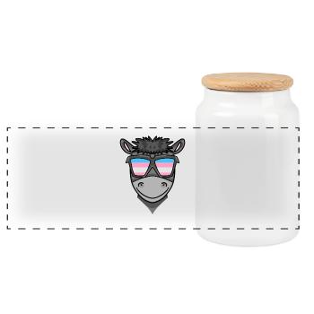 Transgender Transsexual Donkey Gift - Panoramic Cookie Jar with Wooden Lid - white - Front