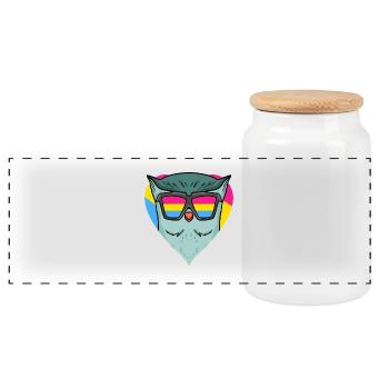 Pansexual Owl Gift - Panoramic Cookie Jar with Wooden Lid - white - Front