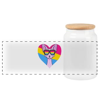 Pansexuell Sphynx Katze Geschenk - Panorama Keksdose mit Holzdeckel - Weiß - Vorne