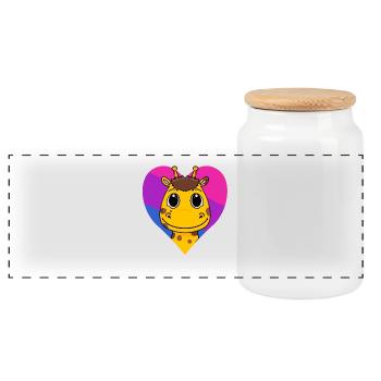 Bisexual Giraffe Gift - Panoramic Cookie Jar with Wooden Lid - white - Front