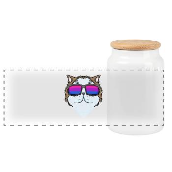 Bisexual Persian Cat Cat Gift - Panoramic Cookie Jar with Wooden Lid - white - Front