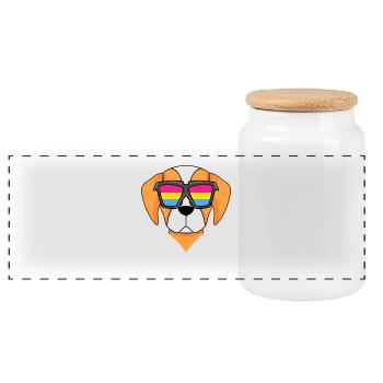 Pansexual Epagneul Breton Dog - Chien avec lunettes - Boîte à biscuits avec couvercle en bois - blanc - Devant