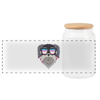 Transgender Transsexuell Schnauzer Hund Geschenk - Panorama Keksdose mit Holzdeckel - Weiß - Vorne