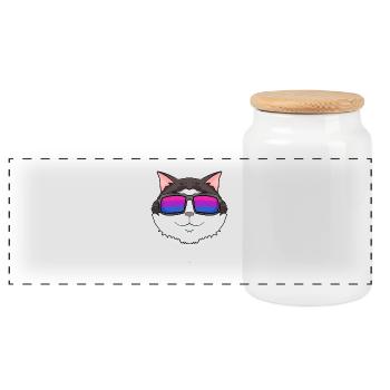 Bisexuell Ragdoll Katze Geschenk - Panorama Keksdose mit Holzdeckel - Weiß - Vorne
