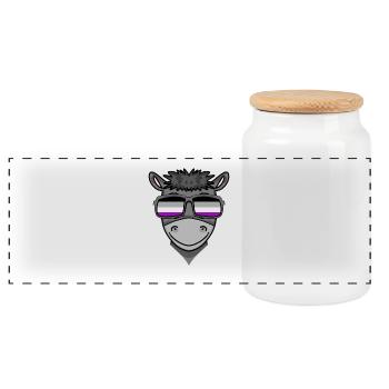 Asexual Lgbt Donkey Asexuality - Panoramic Cookie Jar with Wooden Lid - white - Front