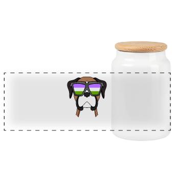 Genderqueer Lgbt Hund Deutscher Boxer - Panorama Keksdose mit Holzdeckel - Weiß - Vorne