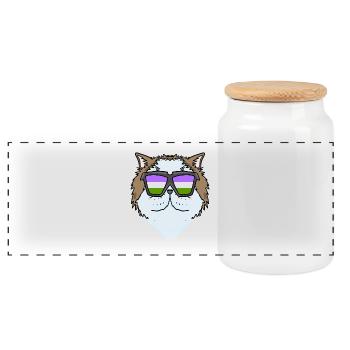 Genderqueer Chat Lgbt Chat Persan - Boîte à biscuits avec couvercle en bois - blanc - Devant