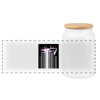 Anime Eyes Japon Code-barres - Boîte à biscuits avec couvercle en bois - blanc - Devant