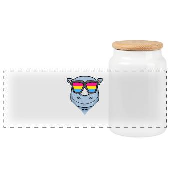 Pansexuell Nashorn - Nashorn mit Brille - Panorama Keksdose mit Holzdeckel - Weiß - Vorne
