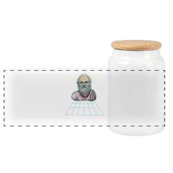 Socrates Greek Philosopher Modern - Panoramic Cookie Jar with Wooden Lid - white - Front