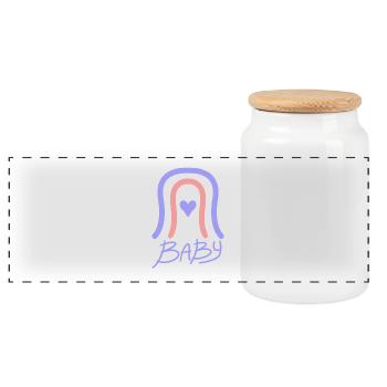 Baby - Panoramic Cookie Jar with Wooden Lid - white - Front