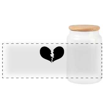 Broken heart - Panoramic Cookie Jar with Wooden Lid - white - Front