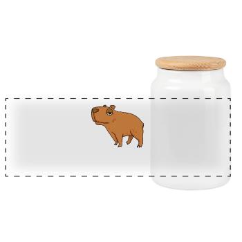 Capybara Wasserschwein - Boîte à biscuits avec couvercle en bois - blanc - Devant