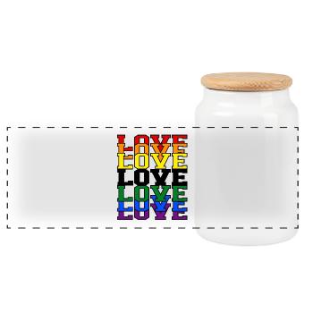love - Panorama Keksdose mit Holzdeckel - Weiß - Vorne