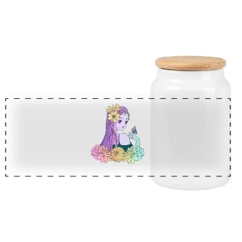 Manga Girl Anime Girl Schmetterling - Panorama Keksdose mit Holzdeckel - Weiß - Vorne
