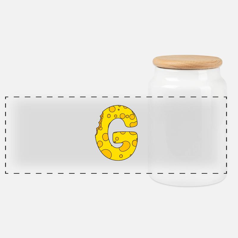 Buchstabe G - Panorama Keksdose mit Holzdeckel - Weiß