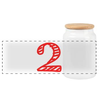 2 YEARS. 2nd ANNIVERSARY. BIRTHDAY 2 YEARS. 2 - Panoramic Cookie Jar with Wooden Lid - white - Front