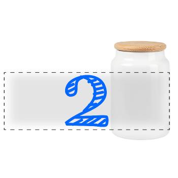 2 YEARS. 2nd ANNIVERSARY. BIRTHDAY 2 YEARS. 2 - Panoramic Cookie Jar with Wooden Lid - white - Front