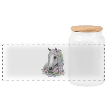 Équitation Chevaux Filles - Boîte à biscuits avec couvercle en bois - blanc - Devant