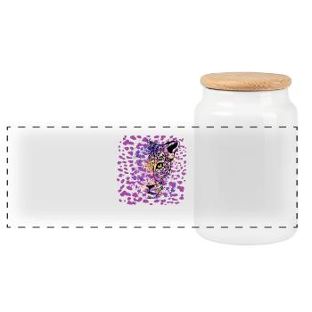 Bunter Leopard Raubkatze Animal Print - Panorama Keksdose mit Holzdeckel - Weiß - Vorne