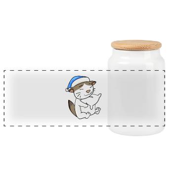 Chat race de chat RagaMuffin - Boîte à biscuits avec couvercle en bois - blanc - Devant