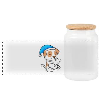 Hund Hunderasse Jack Russell Terrier - Panorama Keksdose mit Holzdeckel - Weiß - Vorne