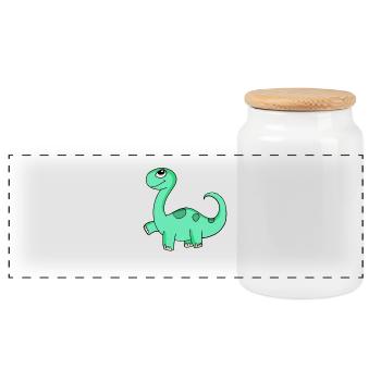 Motif de dinosaure - Boîte à biscuits avec couvercle en bois - blanc - Devant