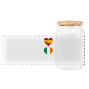 Ireland and Spain genius / gift - Panoramic Cookie Jar with Wooden Lid - white - Front