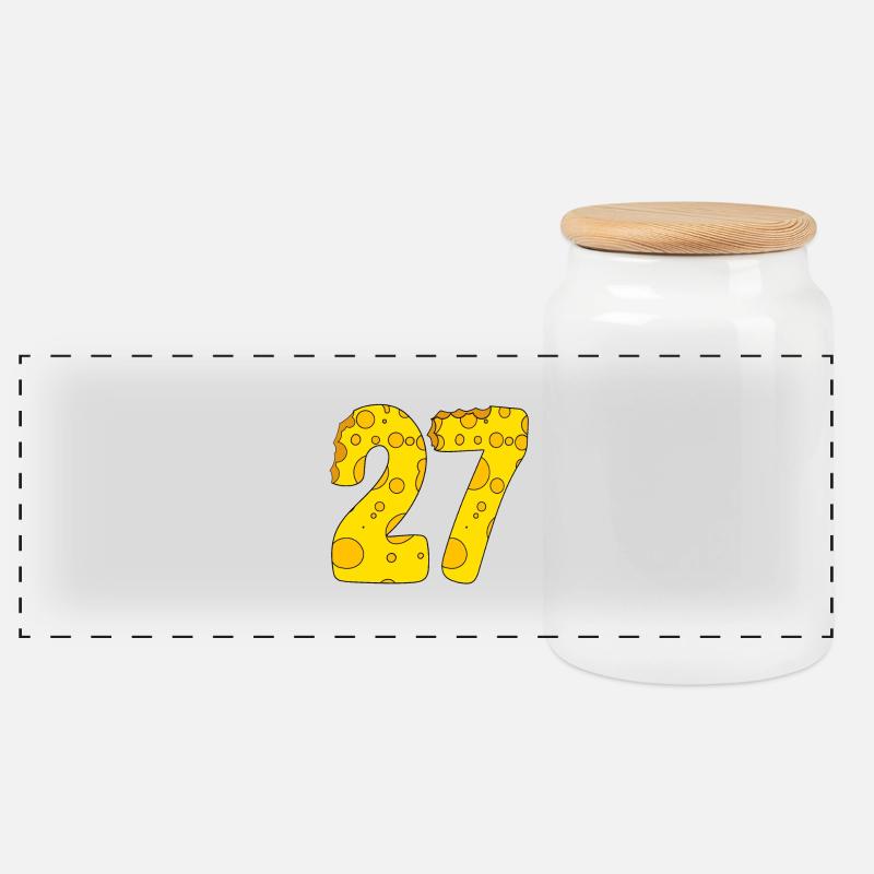 27 years old - 27th birthday gift - 1927 - Panoramic Cookie Jar with Wooden Lid - white