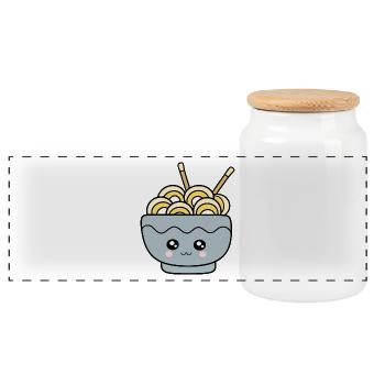 Nouilles Ramen Cuisine japonaise - Boîte à biscuits avec couvercle en bois - blanc - Devant