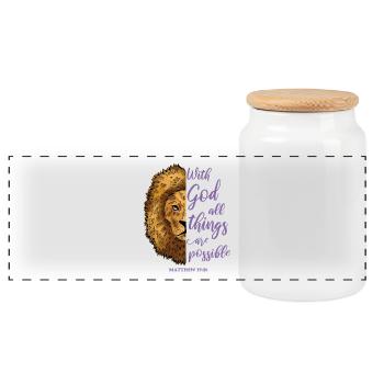 Relevant quote Leo - Panoramic Cookie Jar with Wooden Lid - white - Front