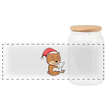 Shiba Inu Chien Noël Dormir Fatigué - Boîte à biscuits avec couvercle en bois - blanc - Devant
